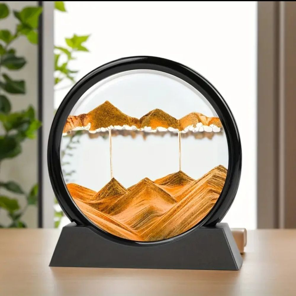 3D Moving Sand Art Desk Display with Rotating Stand - Calming Visual Effects